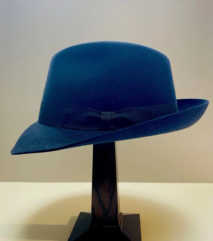 Sombrero Fedora LORO PIANA “Burt” Fieltro de Efectivo Azul Medianoche Talla 58 cm, Nuevo con Etiquetas y Caja Foto 2 de 4