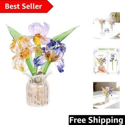 Colorful Handmade Mini Glass Flower Bouquets with Vase - Charming Centerpiece