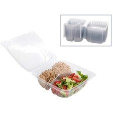 50-Pack Clear Hinged 3-Compartment Food Containers