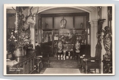 RPPC Postcard Entrance Hall of the Keswick Hotel in Keswick, Cumbria, England