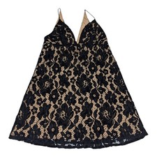Free People Dangerous Love Mini Dress Black Lace Slip V Neck Womens 0 Dainty