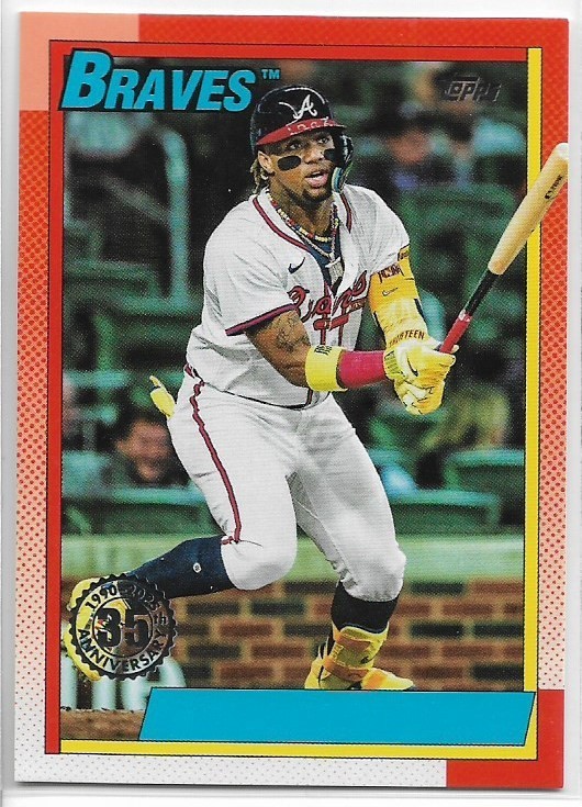 2025 Topps Ronald Acuna Jr. #T90-75 1990 Topps No Name On Front #'d /35 Braves