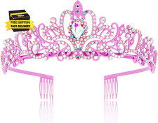 Pink Tiaras and Crowns for Women Crystal Princess Tiara Rhinestone Queen Crown w