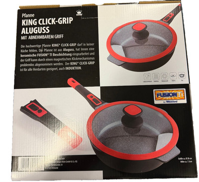 Bratpfanne Ø 28 cm Schwarz mit abnehmbarem Griff,  Aluguss Antihaft-Beschichtung