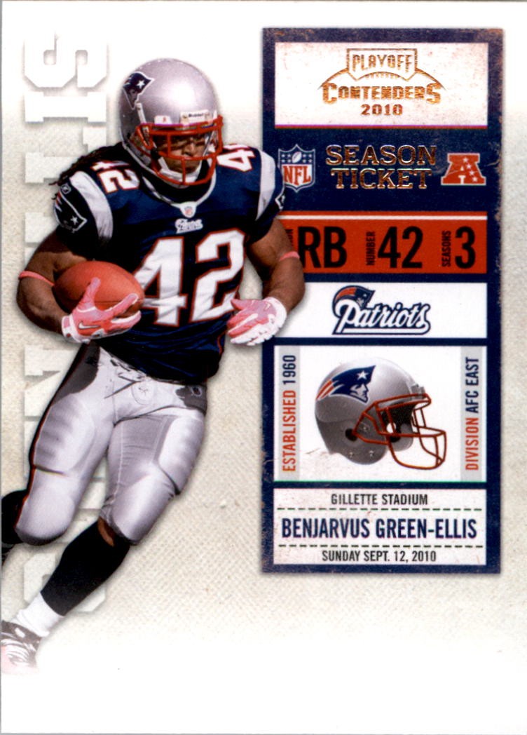 Benjarvus Green Ellis #57 Football Cards 2010 Playoff Contenders trading card — raw and PSA graded price guide