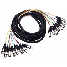 8 Way XLR Male to XLR Female Audio Snake Lead Loom 5m