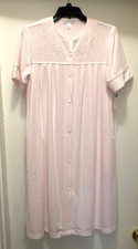 Miss Elaine NOS very light pale pink terrycloth snap up duster robe size S