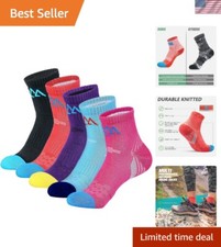 Durable Merino Wool Hiking Socks for Women - 5-Pack with Blister Prevention