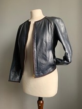Massimo Dutti Leather Jacket 10 8 38 M Crop Small Sheep Nappa Soft Real Biker