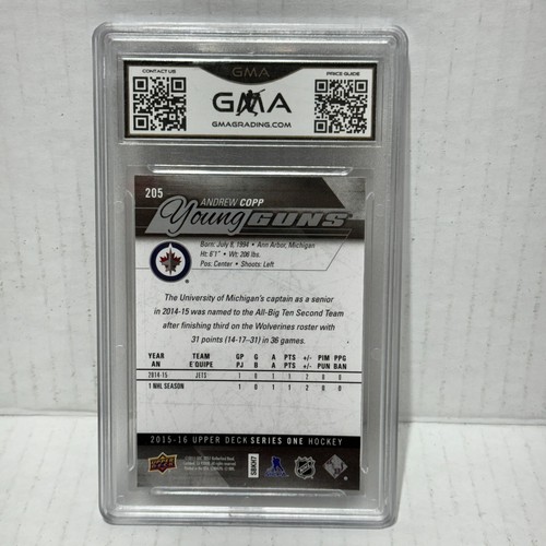 ANDREW COPP ROOKIE GMA 10 GEM MINT2015-16 Upper Deck Young Guns #205 RC - Picture 2 of 2