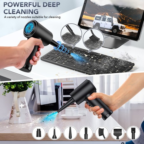 Elektrisch Akku Staubgebläse Air Duster PC Tastatursauger Handstaubsauger Bläser - Afbeelding 4 van 12