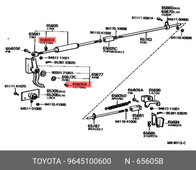 fitting, grease small for tail gate lock link, 9645100600 for TOYOTA 96451-00600