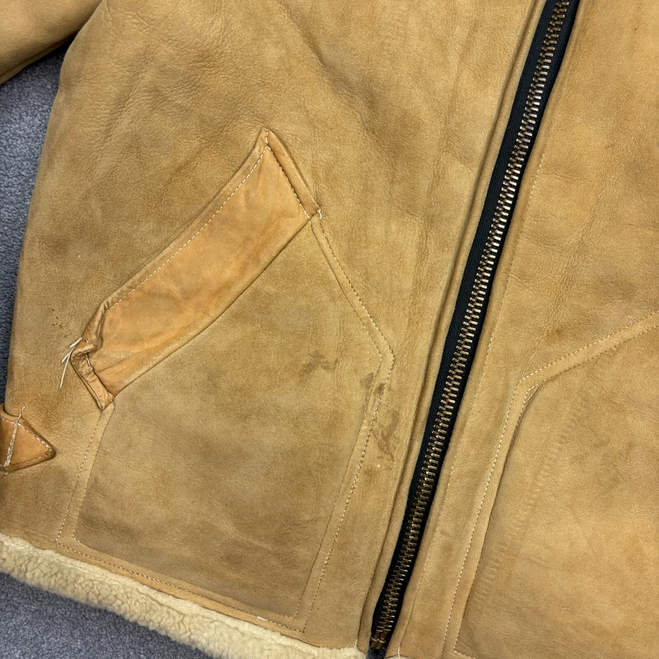 Leather Flying Jacket Womens Large Brown Bomber Aviator Military USA Lined Lady* - Image 3 of 4