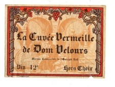 France - Vintage Wine Label - La Cuvee Vermeille De Dom Velours