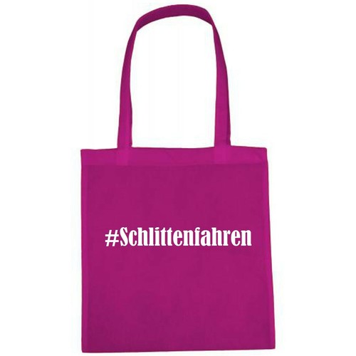 Tasche Beutel Baumwolltasche #Schlittenfahren Hashtag Einkaufstasche Schulbeutel - Bild 3 von 12