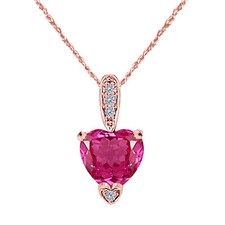 1.18Ct Natural PinkTopaz Gemstone Diamond Pendant Necklace 10KGold withBoxChain