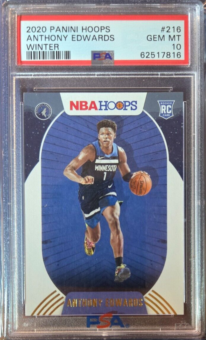 2020 Panini NBA Hoops Anthony Edwards RC #216 Winter RC PSA 10 GEM MINT Low Pop