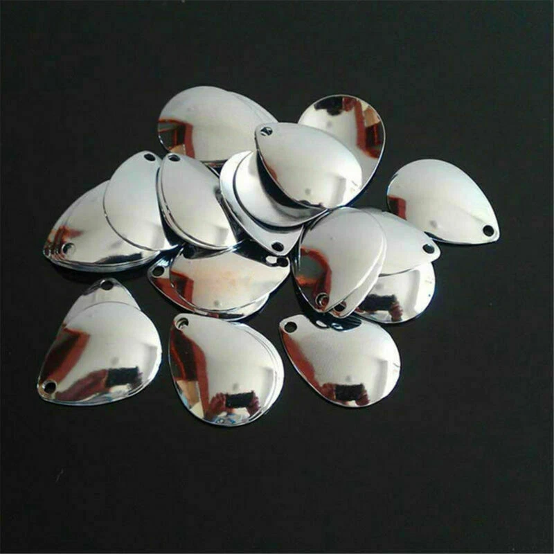 50X Beste Angeln Flattie Attractor Spinnerblätter Glatte Nickellöffel Scholle - Bild 2 von 4