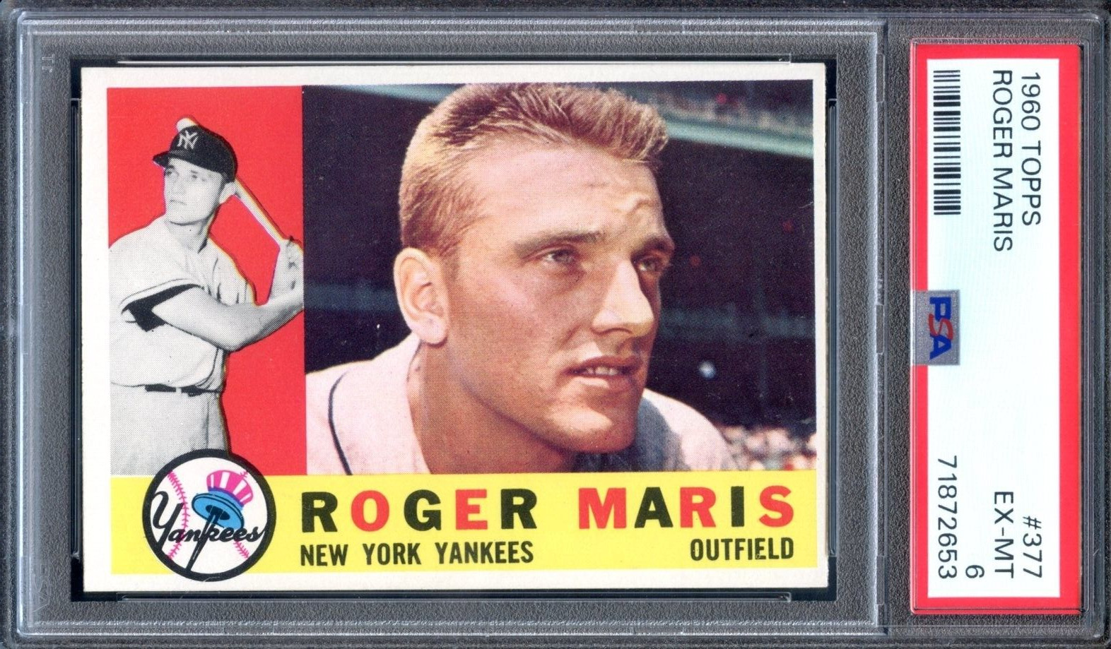 1960 Topps #377 Roger Maris PSA 6 Sharp New York Yankees 2653