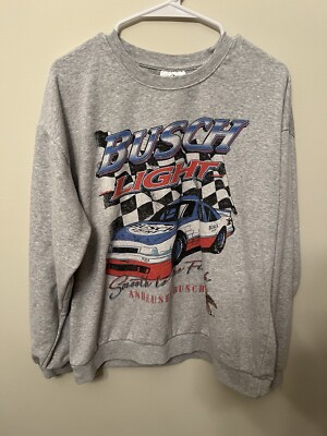 Busch Light Smooth To The Finish Print Crew Neck Grey Sweater Unisex Size Large