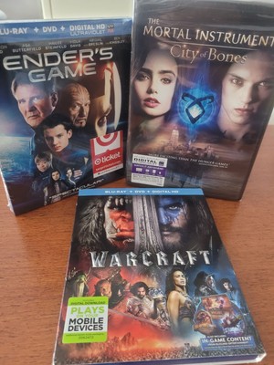 Ender's Game & Warcraft Blu-rays+ Mortal Instruments DVD All SEALED & NEW!