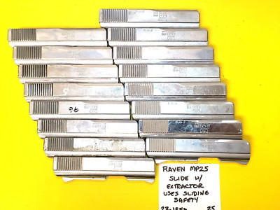 1 (ONE) RAVEN MP25 CHROME SLIDE W/ EXTRACTOR USES SLIDING SAFETY 23-1559