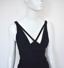 Robe bandage HERVE LEGER COUTURE org. Noir années 90 taille XS 34 - 36