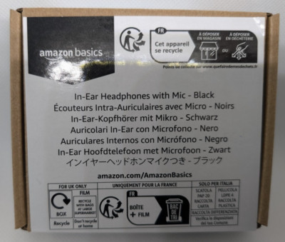 Amazon Basics 3.5mm Jack Wired Earbuds with Microphone, In Ear Headphone  N078