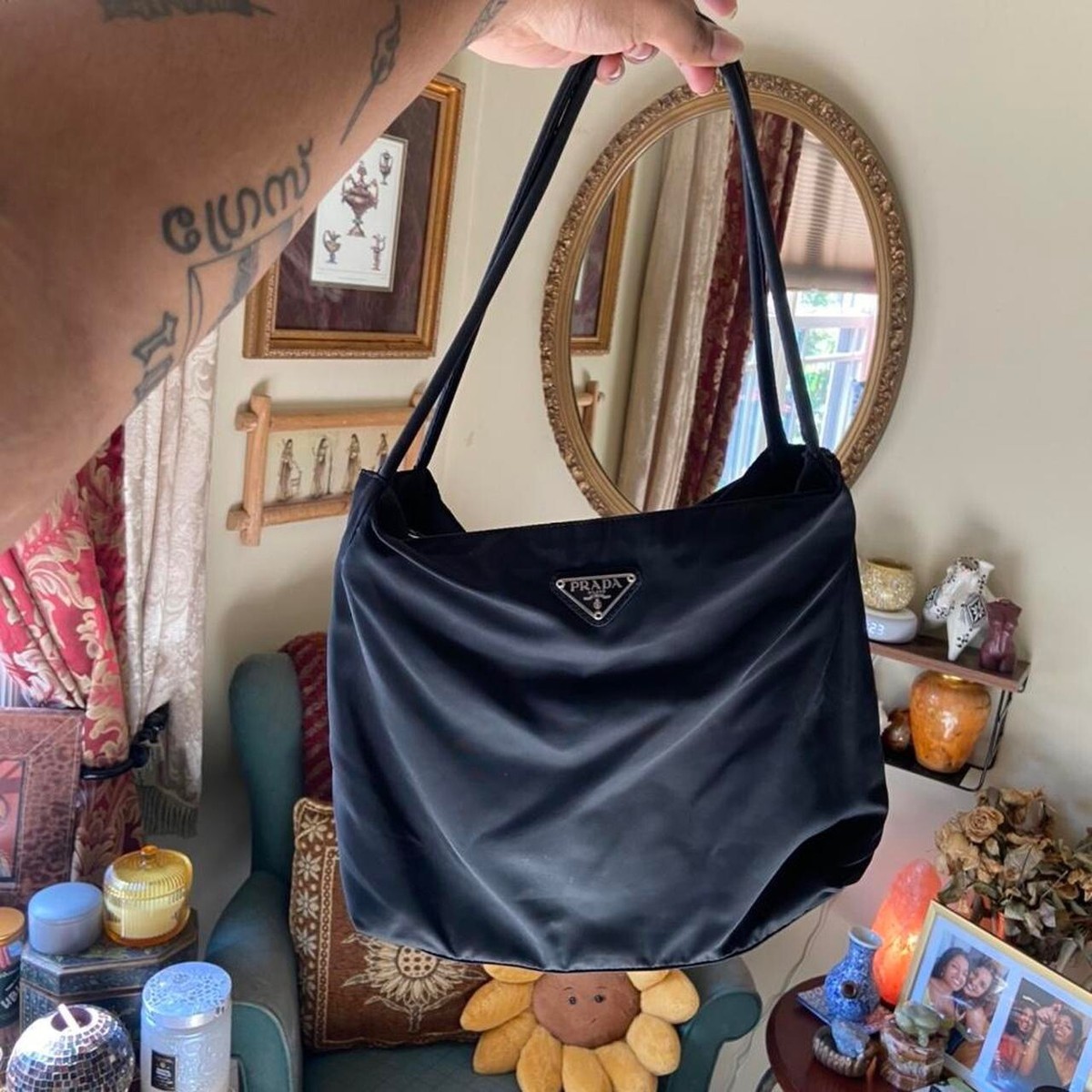 prada black nylon shoulder bag | eBay