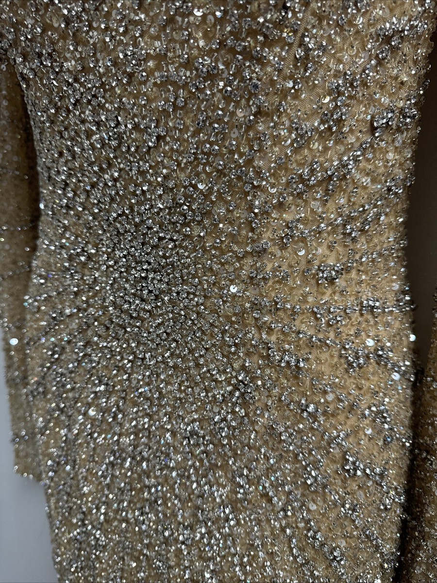 jovani silver beaded dress Jovani 38110 Long Formal Dress Grey / 00