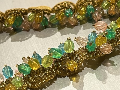 Beaded Handmade Trim Vintage Multicolor Decors Craft 1 yd. NOS - Picture 9 of 9