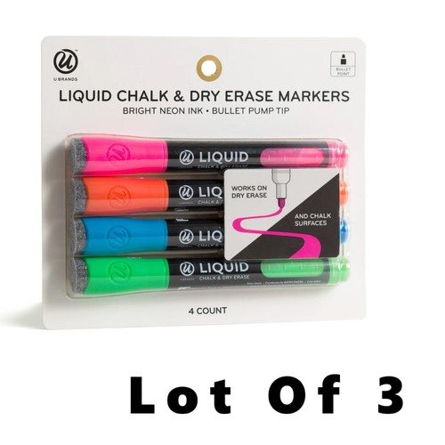 U Brands Flüssigkreide und trocken abwischbare Marker, 4 Ct Kugelpumpe Spitze - 12 insgesamt