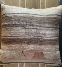 WOOL KILIM RUG FLOOR PILLOW CUSHION COVER BOHO 20x20 Pink Tan Brown Desert Sw