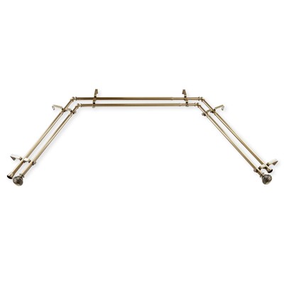 13/16'' Nathan Bay Window Double Curtain Rod, 20-36'', 38-72'', Antique Brass