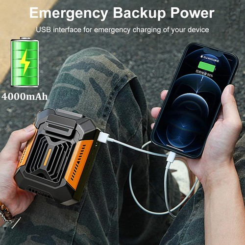 Portable Waist Belt Clip Hanging Cooling Fan USB Rechargeable Power Bank Outdoor - Picture 9 of 14