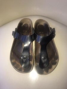 black patent birkenstock sandals