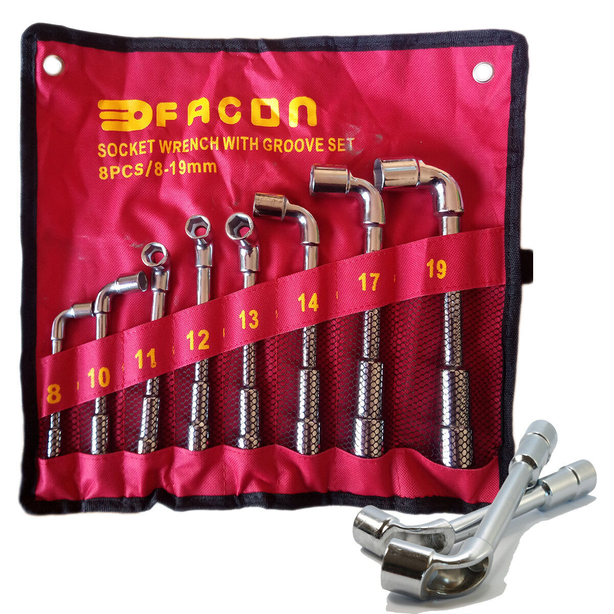 SET DI 8 CHIAVI A PIPA ESAGONALI 8 - 19mm CHIAVI BUSSOLA 8 10 11 12 13 14 17 19