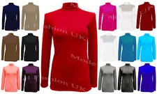 POLO NECK TOP STRETCH LADIES ROLL NECK LONG SLEEVE TURTLE NECK TOP 8-22
