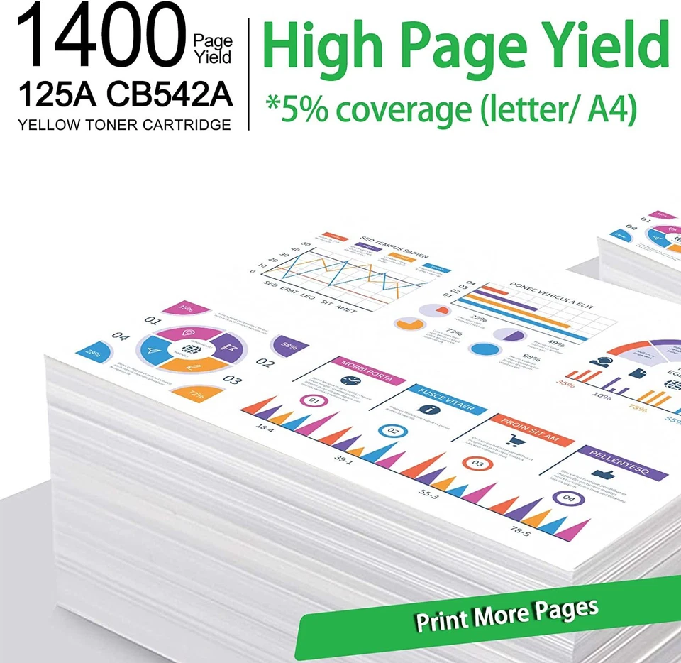 10PK CB542A Toner Fit for HP 125A LaserJet CP1210 CP1215 CP1515n CP1518 CP1518ni - Image 3 of 4