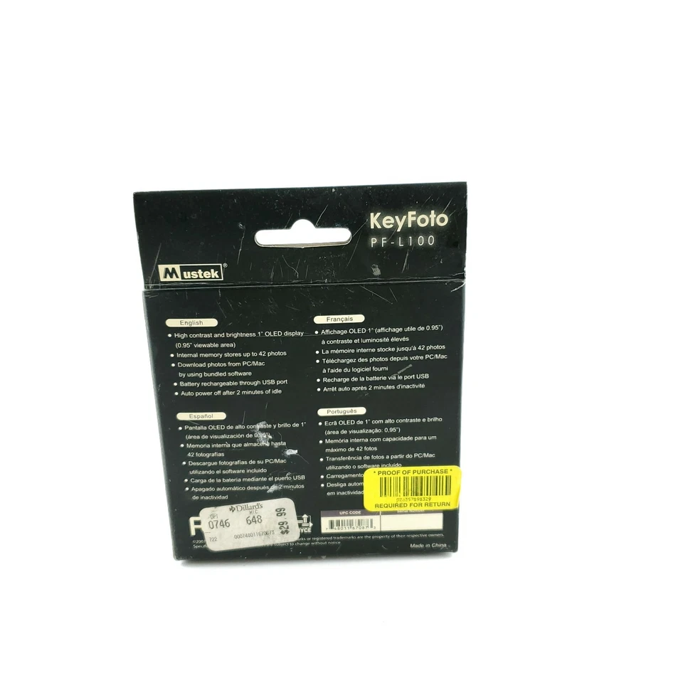 Mustek KeyFoto PF-L100 Key Chain Photo Viewer 1' OLED Screen 42 Pics USA Seller - Image 3 of 4