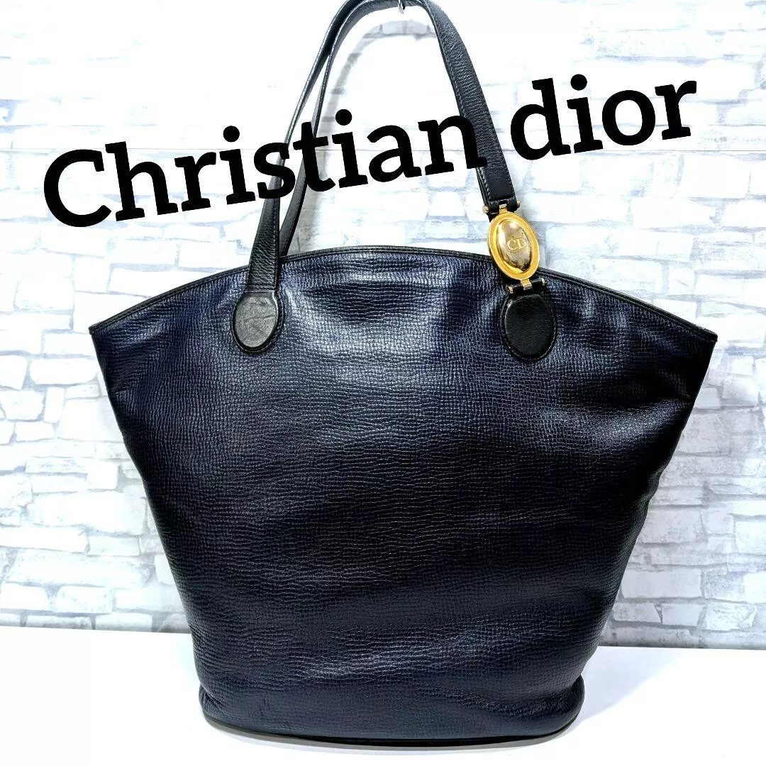 ✨Extrêmement bel objet✨Rare✨ Sac fourre tout Christian DIOR cuir marine