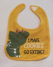 NWOT BABY BOY'S RUST/ORANGE COLORED "I MAKE COOKIES GO EXTINCT" BIB