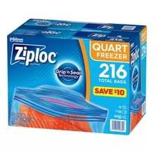 Ziploc Easy-Open Tabs Freezer Quart Bags (216 ct.) FREE Shipping Item# 916205