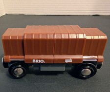 Brio World Wooden Railway Brown Boxcar With Cargo