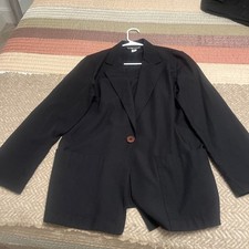Sag Harbor Petite Women's Wool Woolmark Black Blazer Size 8 Lined