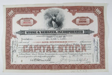 1943 Manhattan Project Contractor Stone & Webster 100 Share Stock Certificate