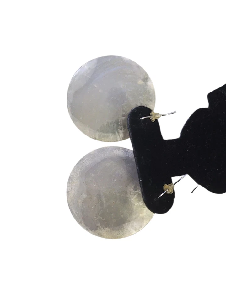 Pearl 2 3/8in Earrings Miniblings Pendant Shell Pearl Circle Disc White - Image 4 of 4