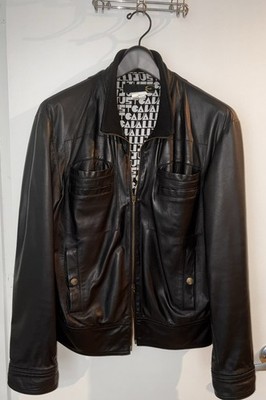 JUST CAVALLI MEN'S VINTAGE LAMBSKIN LEATHER BIKER JACKET SIZE LARGE EXCELLENT!!
