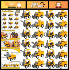 24 Pcs Mini Construction Vehicles Set, Pull Back Engineering Toys for Kids, Part