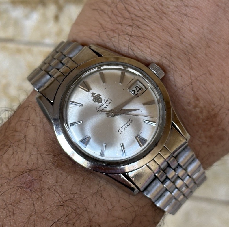 Reloj Sandoz Aquaplane Vintage Años 60 Automático 25 Joyas Fecha 36mm Caballeros Suizo